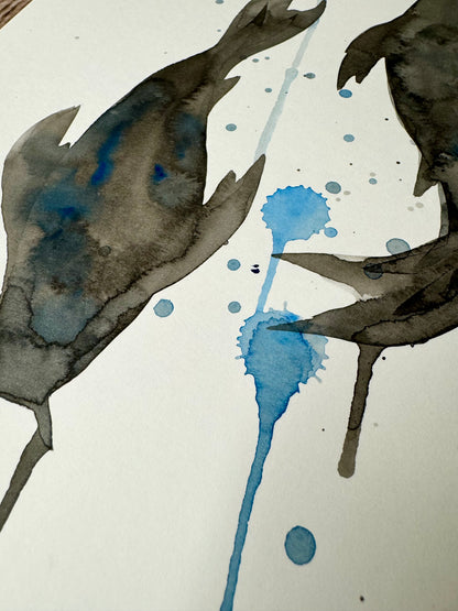 Koi Fish: Watercolor and Ink Original w/ Art of Mizuki Stamp