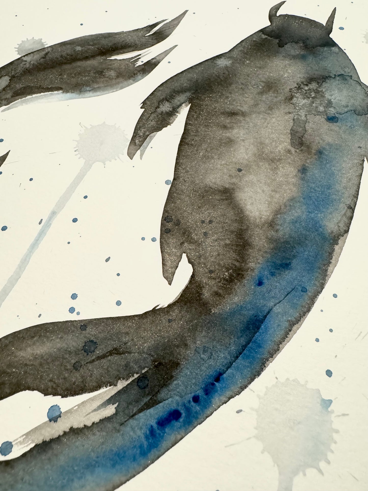 Koi Fish: Watercolor and Ink Original w/ Art of Mizuki Stamp